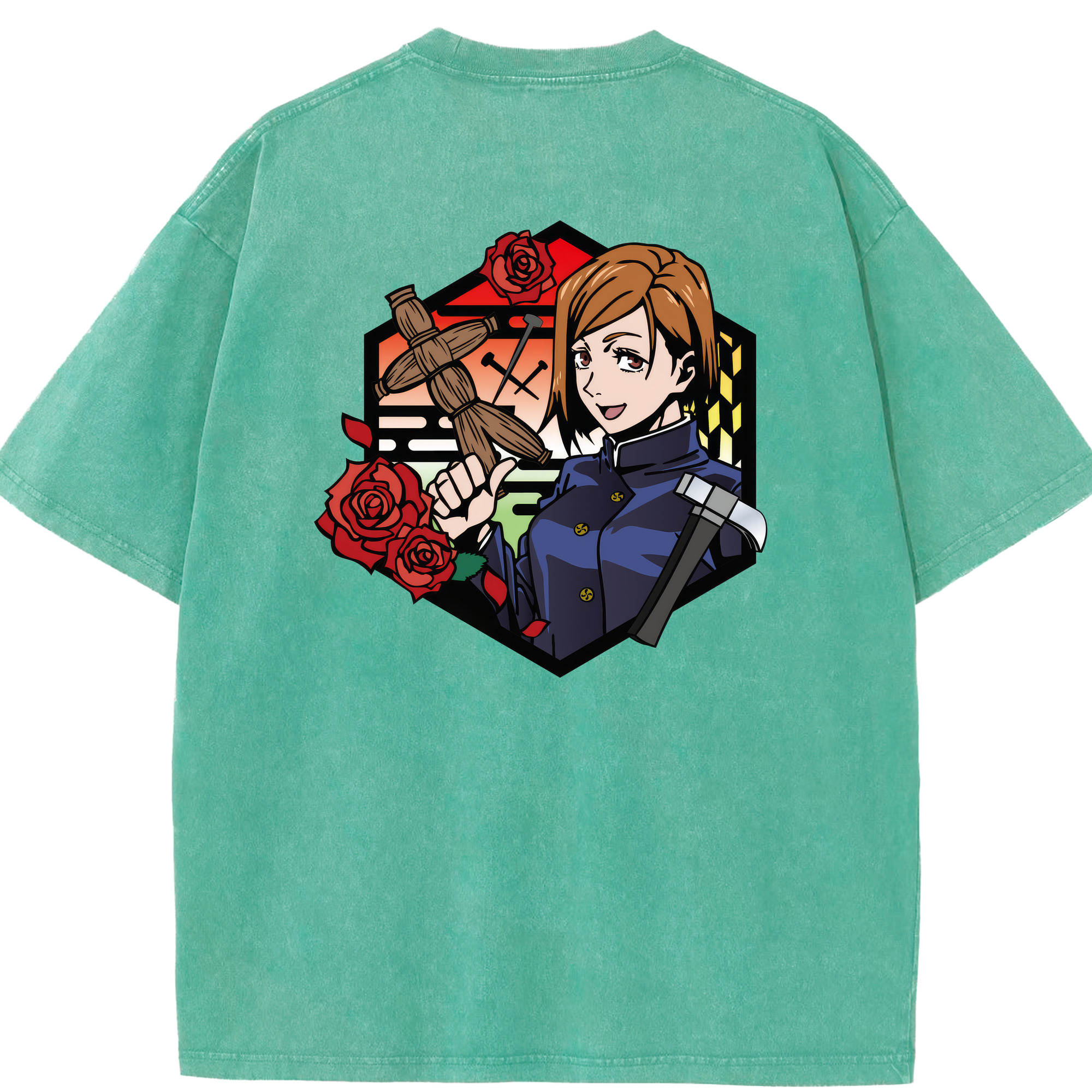（画像用） 呪術廻戦 Jujutsu Kaisen 綿100% ヴィンテージ風 半袖Tシャツ（背面プリント）